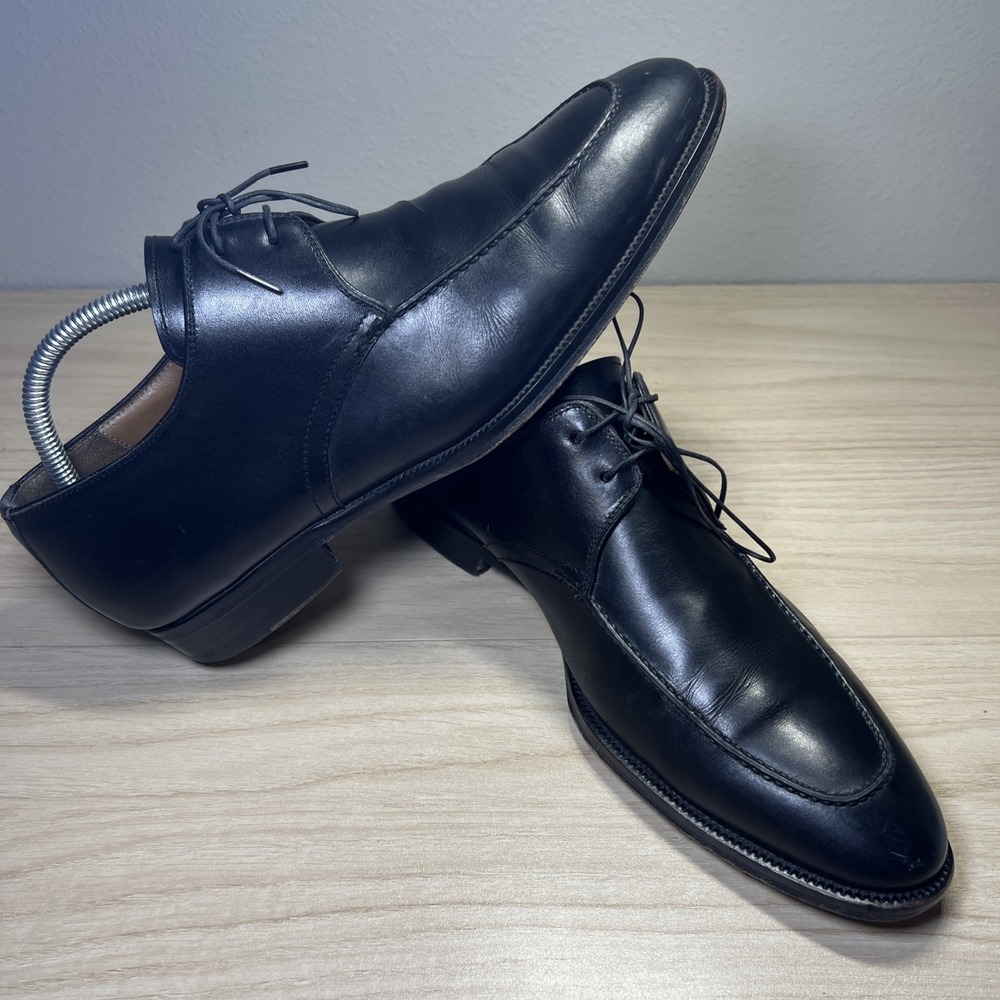 Magnanni Basilio Black Leather Oxford Apron Toe Made in Spain Men's 10 (12436) - Picture 4 of 13